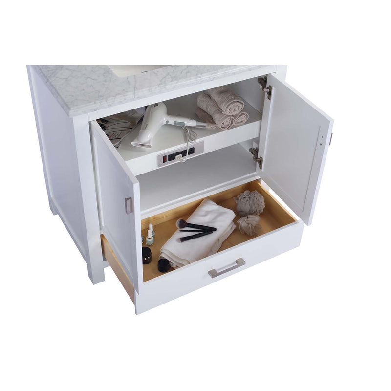 Laviva Wilson 36" White Bathroom Vanity with Matte Black VIVA Stone Solid Surface Countertop 313ANG-36W-MB
