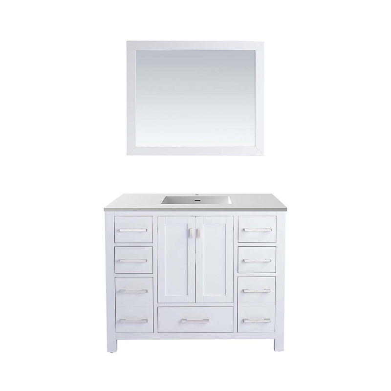 Laviva Wilson 42" White Bathroom Vanity with Matte White VIVA Stone Solid Surface Countertop 313ANG-42W-MW