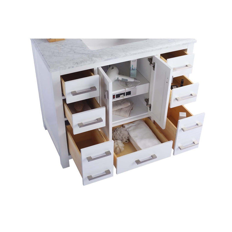 Laviva Wilson 42" White Bathroom Vanity with Matte White VIVA Stone Solid Surface Countertop 313ANG-42W-MW