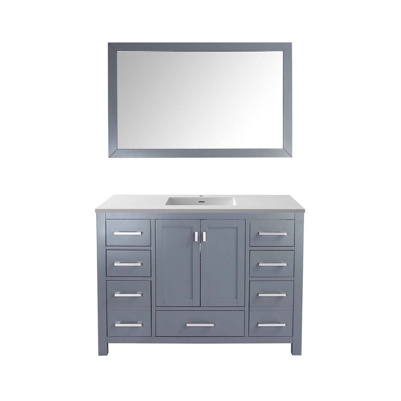 Laviva Wilson 48" Gray Bathroom Vanity with Matte White VIVA Stone Solid Surface Countertop 313ANG-48G-MW