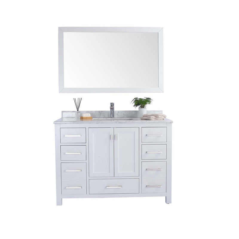 Laviva Wilson 48" White Bathroom Vanity with White Carrara Marble Countertop 313ANG-48W-WC