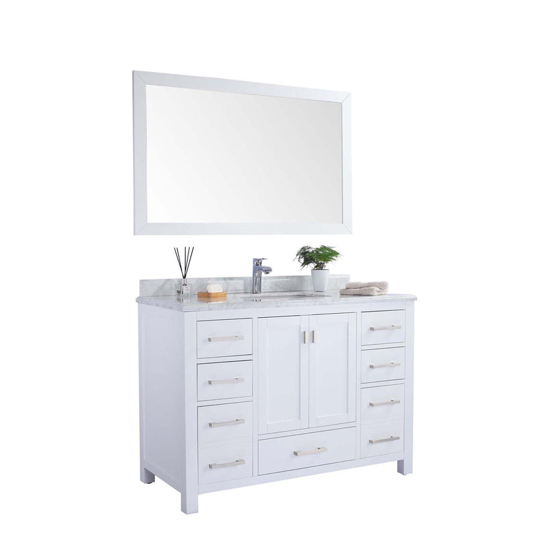 Laviva Wilson 48" White Bathroom Vanity with White Carrara Marble Countertop 313ANG-48W-WC