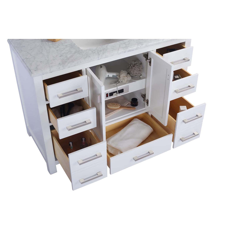Laviva Wilson 48" White Bathroom Vanity with White Carrara Marble Countertop 313ANG-48W-WC