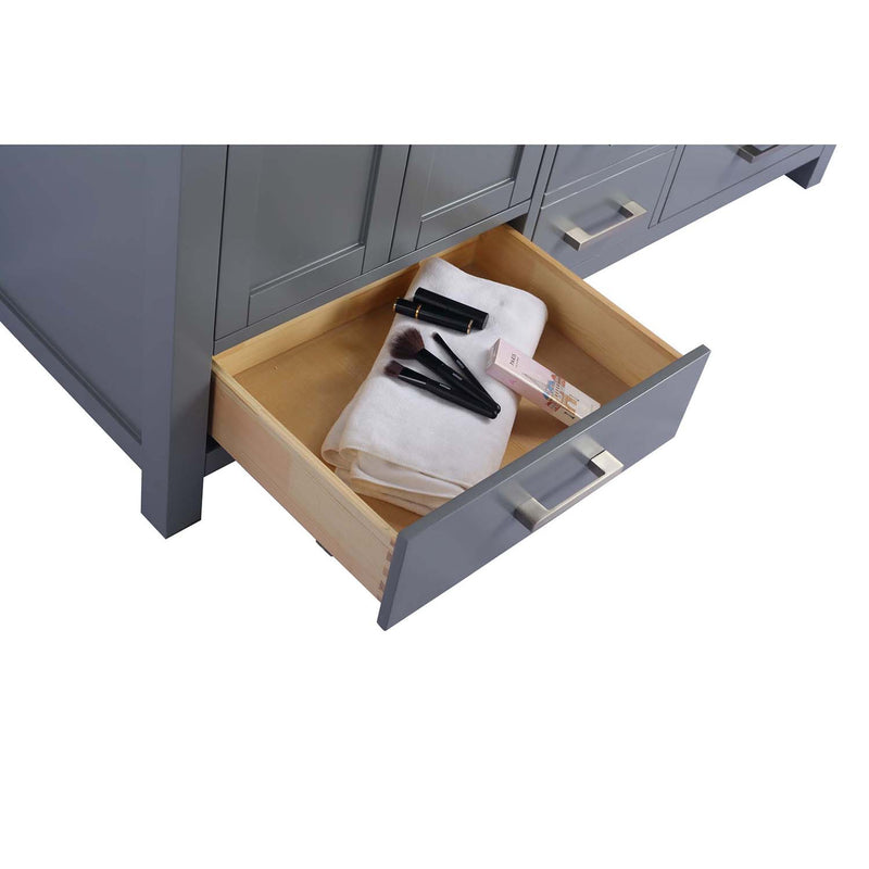 Laviva Wilson 60" Gray Double Sink Bathroom Vanity with Matte White VIVA Stone Solid Surface Countertop 313ANG-60G-MW