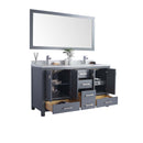 Laviva Wilson 60" Gray Double Sink Bathroom Vanity with Matte White VIVA Stone Solid Surface Countertop 313ANG-60G-MW
