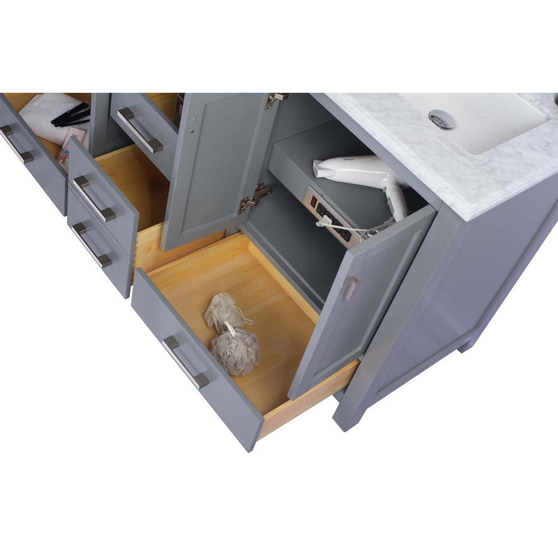Laviva Wilson 60" Gray Double Sink Bathroom Vanity with Matte White VIVA Stone Solid Surface Countertop 313ANG-60G-MW