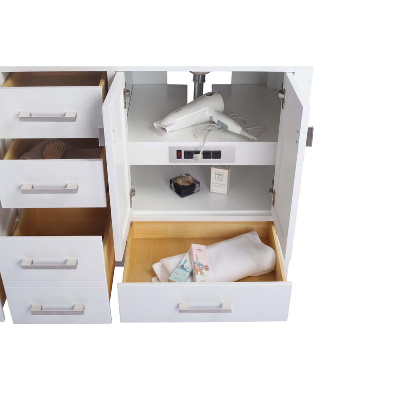 Laviva Wilson 60" White Double Sink Bathroom Vanity with Matte White VIVA Stone Solid Surface Countertop 313ANG-60W-MW