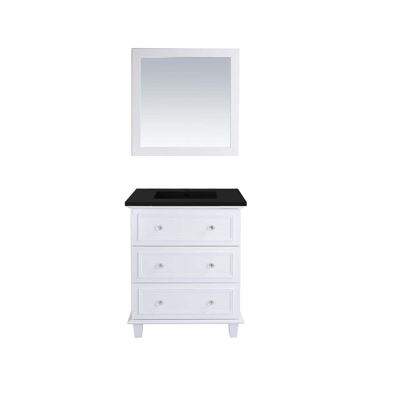 Laviva Luna 30" White Bathroom Vanity with Matte Black VIVA Stone Solid Surface Countertop 313DVN-30W-MB