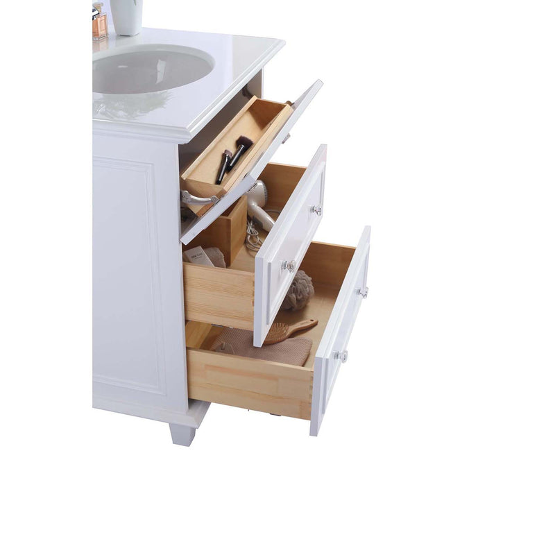 Laviva Luna 30" White Bathroom Vanity with Matte Black VIVA Stone Solid Surface Countertop 313DVN-30W-MB