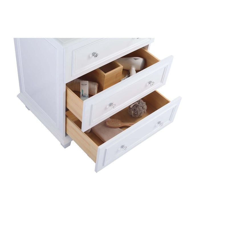 Laviva Luna 30" White Bathroom Vanity with Matte Black VIVA Stone Solid Surface Countertop 313DVN-30W-MB