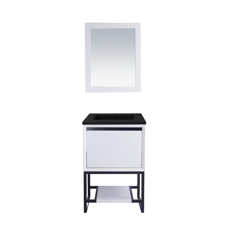 Laviva Alto 24" White Bathroom Vanity with Matte Black VIVA Stone Solid Surface Countertop 313SMR-24W-MB
