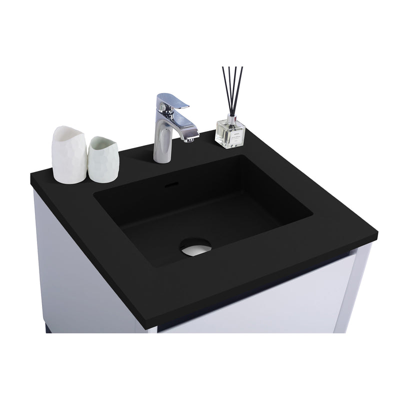 Laviva Alto 24" White Bathroom Vanity with Matte Black VIVA Stone Solid Surface Countertop 313SMR-24W-MB
