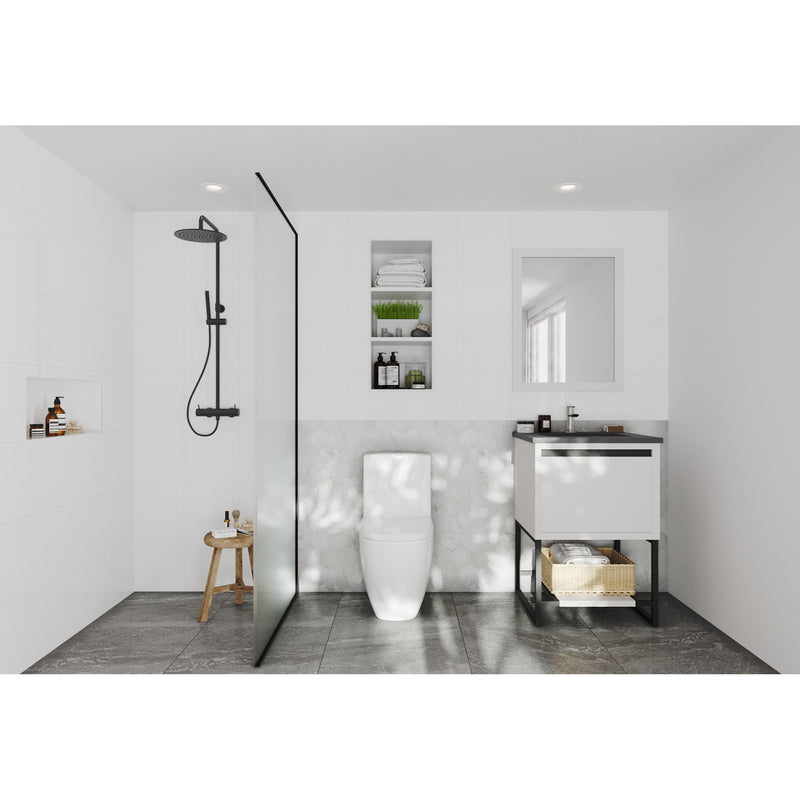 Laviva Alto 24" White Bathroom Vanity with Matte Black VIVA Stone Solid Surface Countertop 313SMR-24W-MB