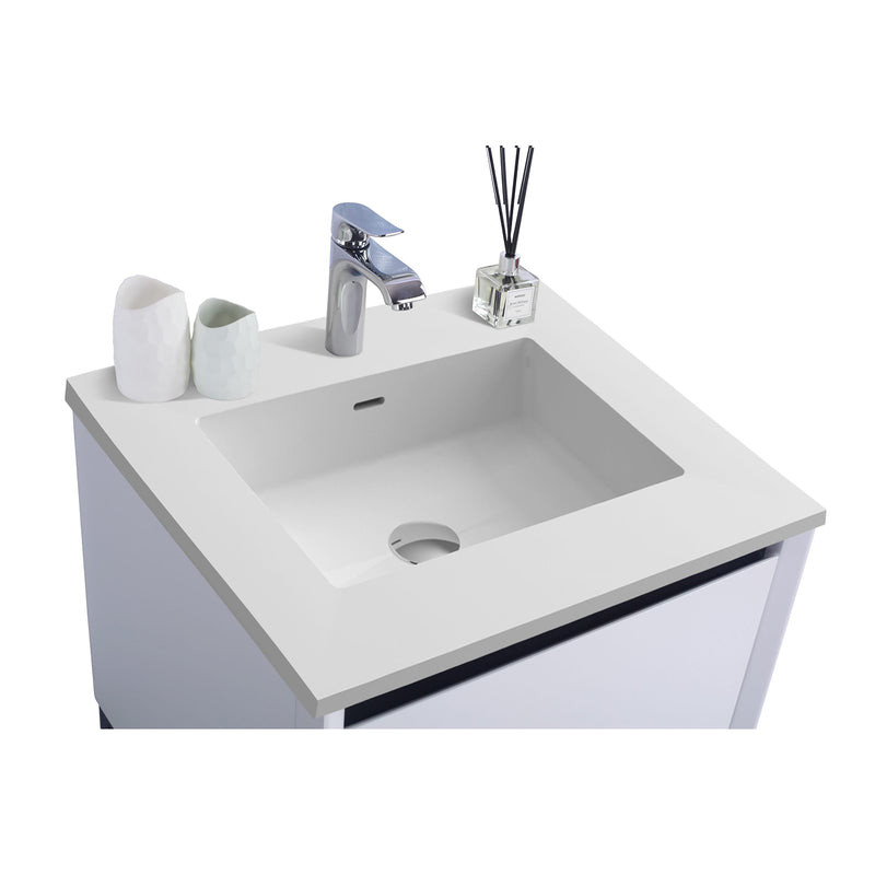 Laviva Alto 24" White Bathroom Vanity with Matte White VIVA Stone Solid Surface Countertop 313SMR-24W-MW