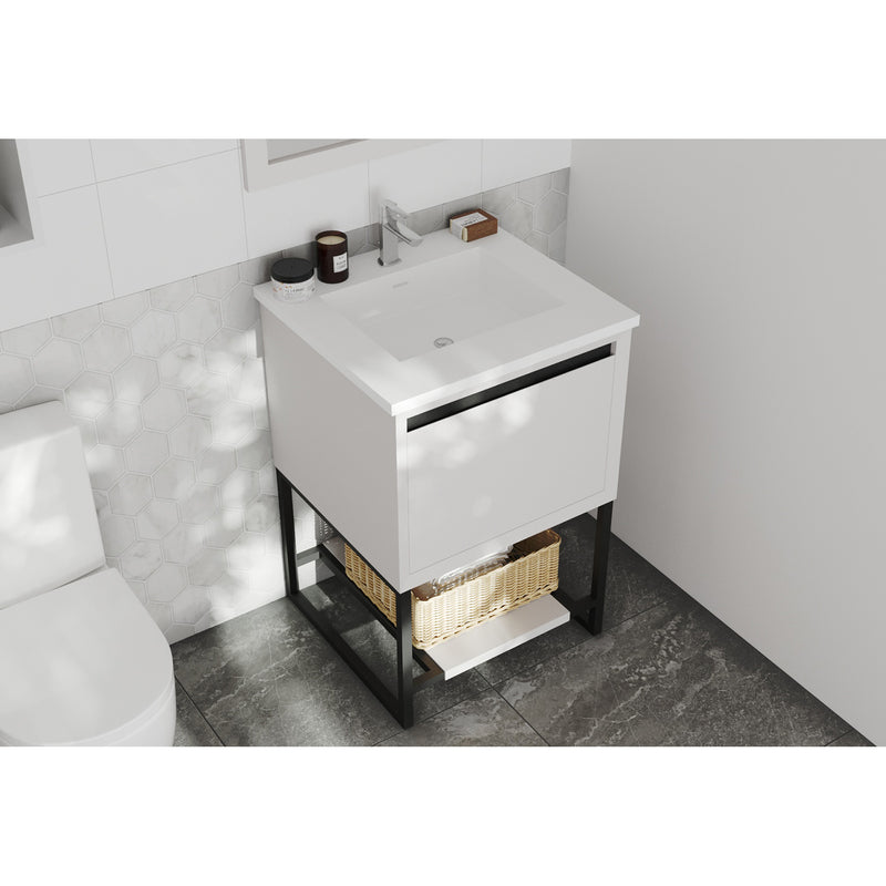 Laviva Alto 24" White Bathroom Vanity with Matte White VIVA Stone Solid Surface Countertop 313SMR-24W-MW