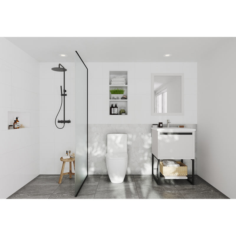 Laviva Alto 24" White Bathroom Vanity with Matte White VIVA Stone Solid Surface Countertop 313SMR-24W-MW