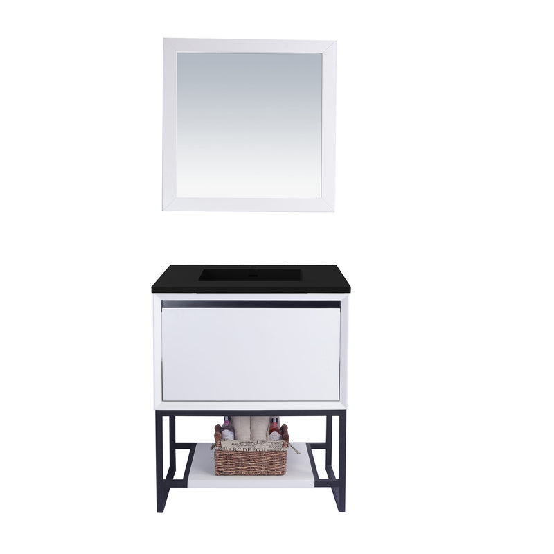Laviva Alto 30" White Bathroom Vanity with Matte Black VIVA Stone Solid Surface Countertop 313SMR-30W-MB