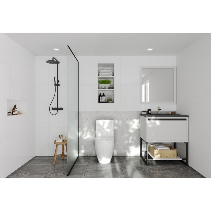 Laviva Alto 30" White Bathroom Vanity with Matte Black VIVA Stone Solid Surface Countertop 313SMR-30W-MB