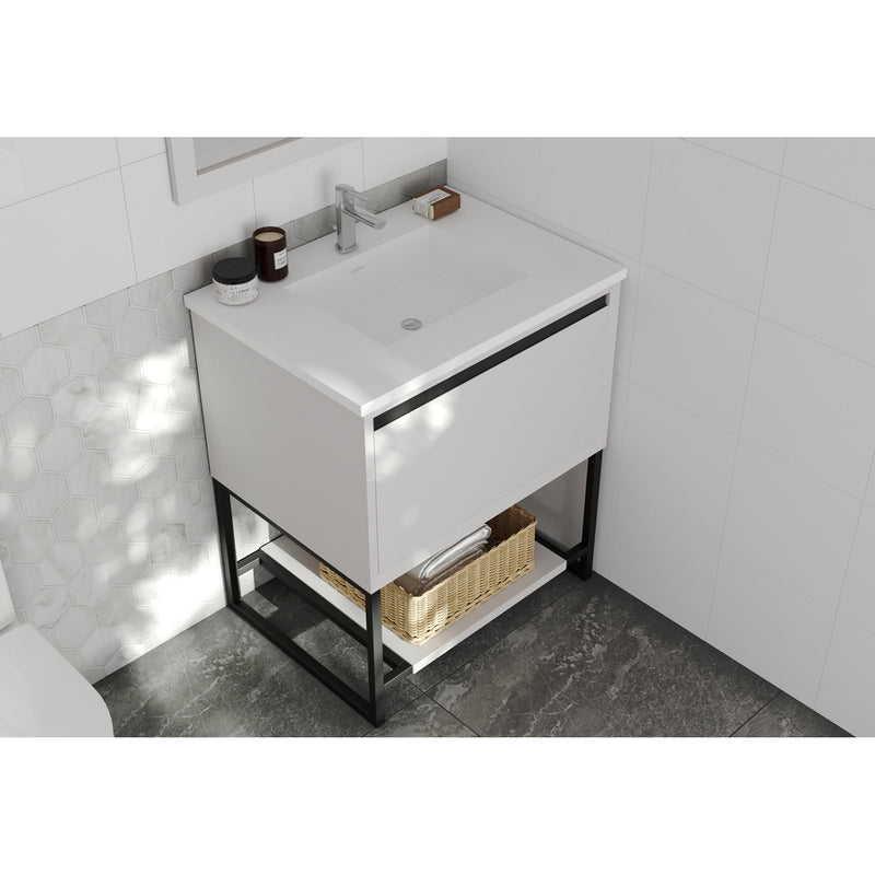 Laviva Alto 30" White Bathroom Vanity with Matte White VIVA Stone Solid Surface Countertop 313SMR-30W-MW
