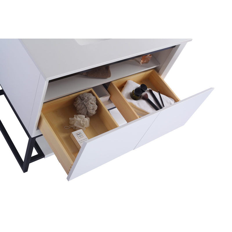 Laviva Alto 36" White Bathroom Vanity with Matte Black VIVA Stone Solid Surface Countertop 313SMR-36W-MB