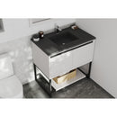 Laviva Alto 36" White Bathroom Vanity with Matte Black VIVA Stone Solid Surface Countertop 313SMR-36W-MB