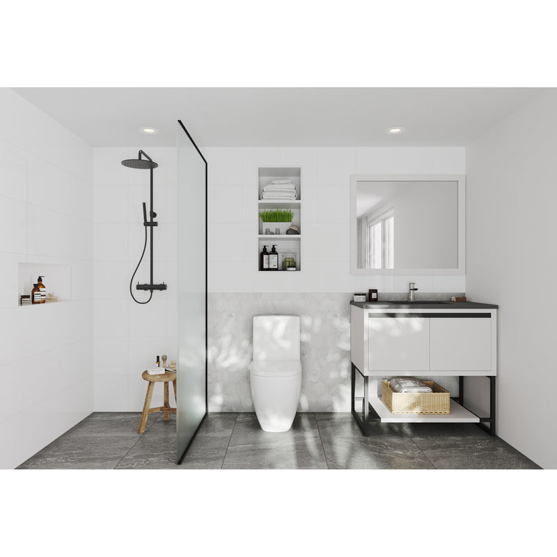 Laviva Alto 36" White Bathroom Vanity with Matte Black VIVA Stone Solid Surface Countertop 313SMR-36W-MB