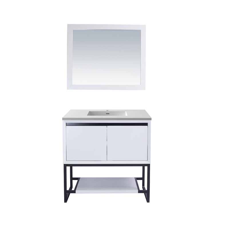 Laviva Alto 36" White Bathroom Vanity with Matte White VIVA Stone Solid Surface Countertop 313SMR-36W-MW