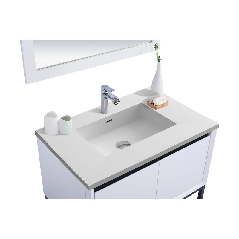 Laviva Alto 36" White Bathroom Vanity with Matte White VIVA Stone Solid Surface Countertop 313SMR-36W-MW