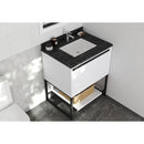 Laviva Forever 30" Single Hole Black Wood Marble Countertop with Rectangular Ceramic Sink 313SQ1H-30-BW
