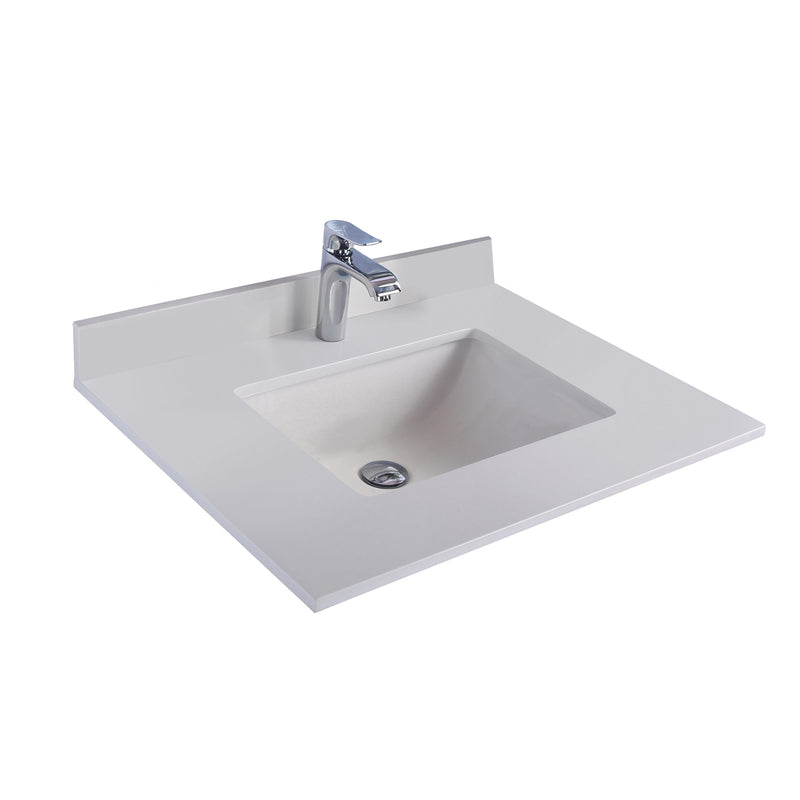 Laviva Forever 30" Single Hole White Quartz Countertop with Rectangular Ceramic Sink 313SQ1H-30-WQ