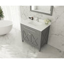 Laviva Forever 36" Single Hole White Quartz Countertop with Rectangular Ceramic Sink 313SQ1H-36-WQ
