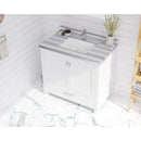 Laviva Forever 36" Single Hole White Stripes Marble Countertop with Rectangular Ceramic Sink 313SQ1H-36-WS