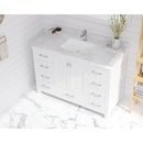 Laviva Forever 48" Single Hole White Carrara Marble Countertop with Rectangular Ceramic Sink 313SQ1H-48-WC