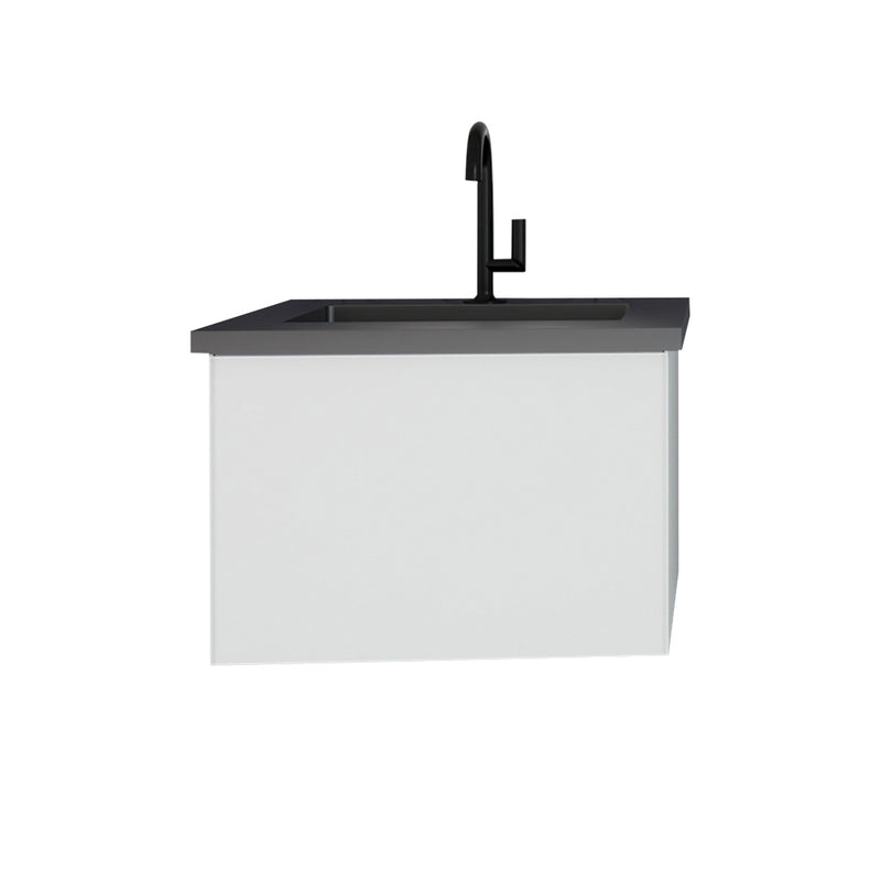 Laviva Vitri 24" Cloud White Bathroom Vanity with VIVA Stone Matte Black Solid Surface Countertop 313VTR-24CW-MB