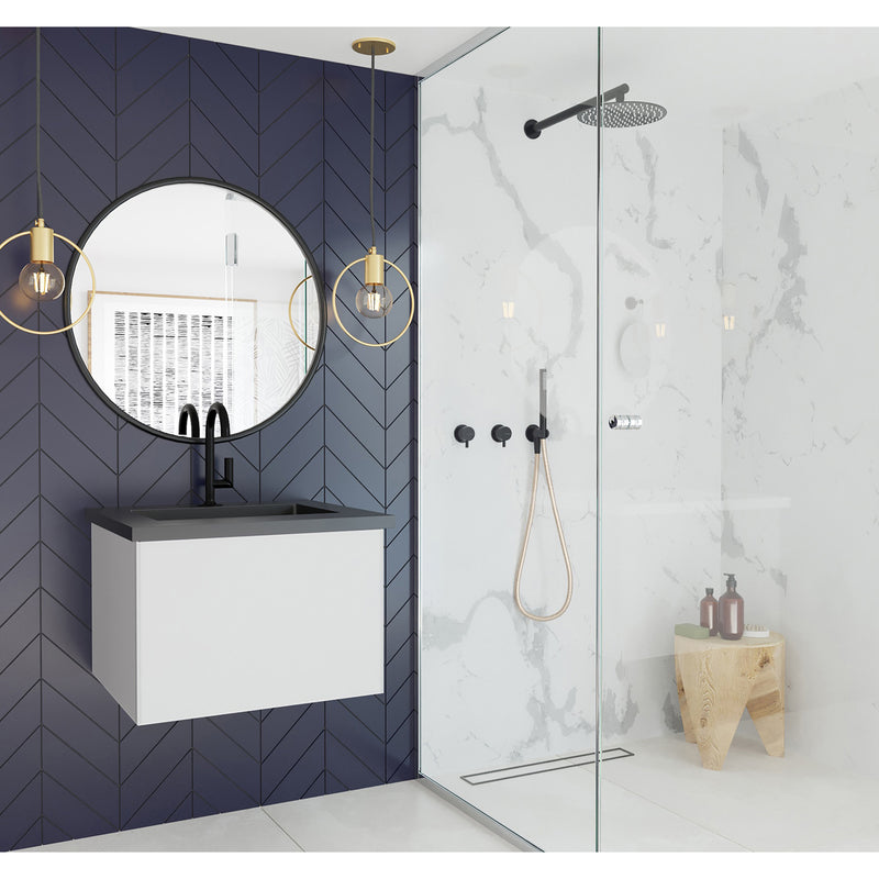 Laviva Vitri 24" Cloud White Bathroom Vanity with VIVA Stone Matte Black Solid Surface Countertop 313VTR-24CW-MB