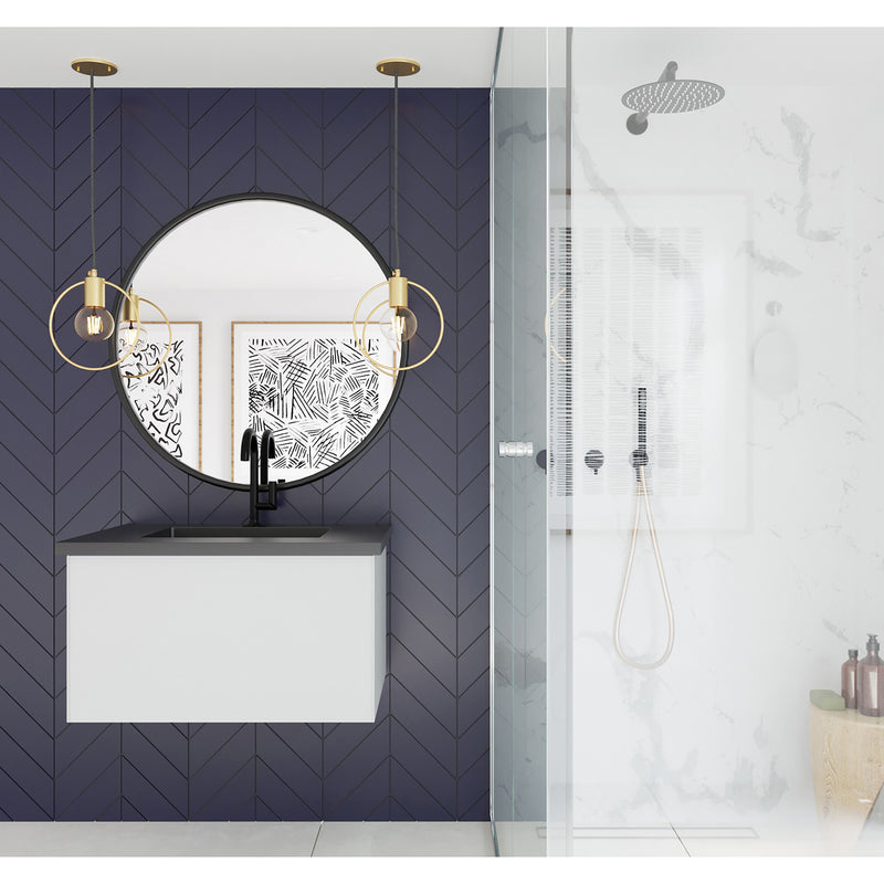 Laviva Vitri 30" Cloud White Bathroom Vanity with VIVA Stone Matte Black Solid Surface Countertop 313VTR-30CW-MB