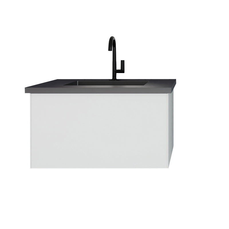 Laviva Vitri 30" Cloud White Bathroom Vanity with VIVA Stone Matte Black Solid Surface Countertop 313VTR-30CW-MB