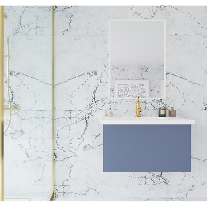 Laviva Vitri 30" Nautical Blue Bathroom Vanity with VIVA Stone Matte White Solid Surface Countertop 313VTR-30NB-MW