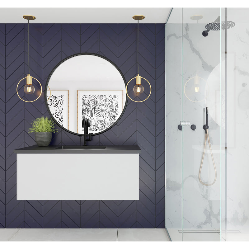 Laviva Vitri 42" Cloud White Bathroom Vanity with VIVA Stone Matte Black Solid Surface Countertop 313VTR-42CW-MB