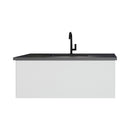 Laviva Vitri 42" Cloud White Bathroom Vanity with VIVA Stone Matte Black Solid Surface Countertop 313VTR-42CW-MB