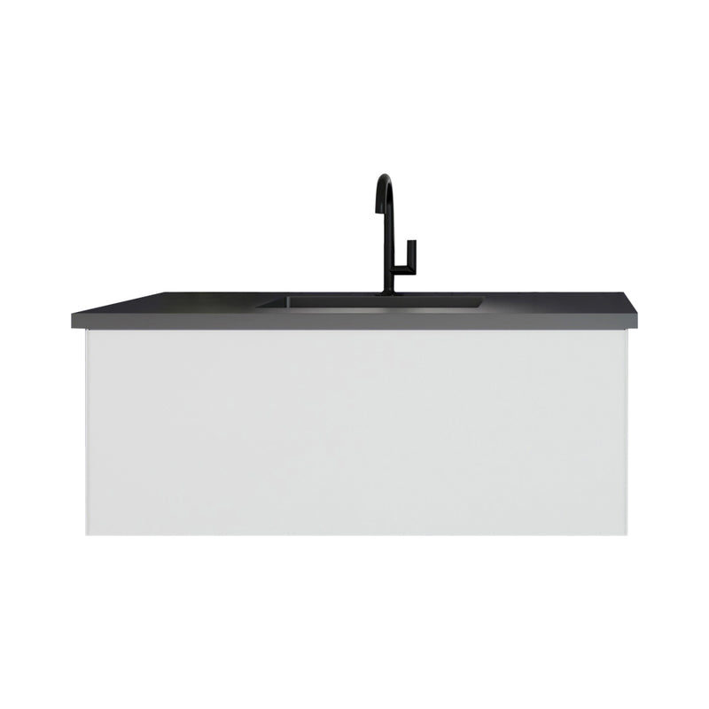 Laviva Vitri 42" Cloud White Bathroom Vanity with VIVA Stone Matte Black Solid Surface Countertop 313VTR-42CW-MB