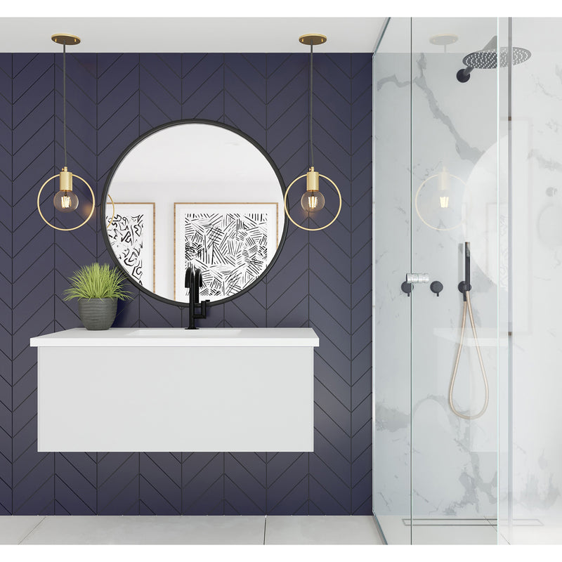 Laviva Vitri 42" Cloud White Bathroom Vanity with VIVA Stone Matte White Solid Surface Countertop 313VTR-42CW-MW