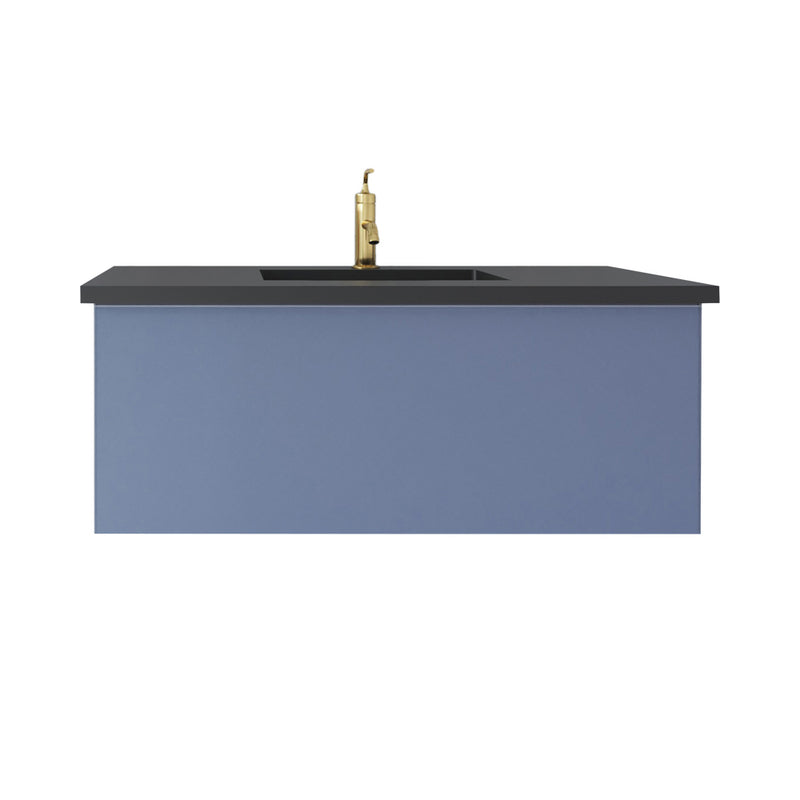 Laviva Vitri 42" Nautical Blue Bathroom Vanity with VIVA Stone Matte Black Solid Surface Countertop 313VTR-42NB-MB