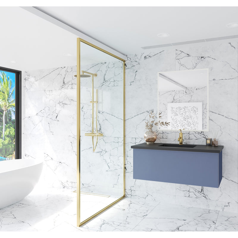 Laviva Vitri 42" Nautical Blue Bathroom Vanity with VIVA Stone Matte Black Solid Surface Countertop 313VTR-42NB-MB