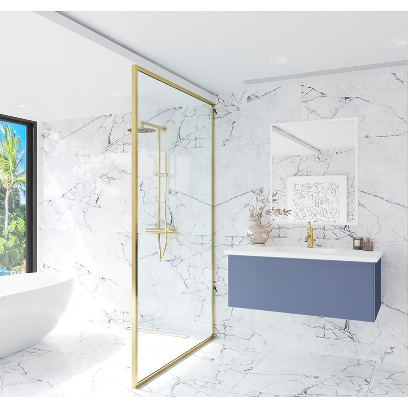 Laviva Vitri 42" Nautical Blue Bathroom Vanity with VIVA Stone Matte White Solid Surface Countertop 313VTR-42NB-MW