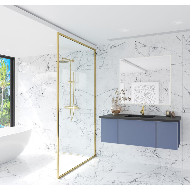 Laviva Vitri 48" Nautical Blue Bathroom Vanity with VIVA Stone Matte Black Solid Surface Countertop 313VTR-48NB-MB