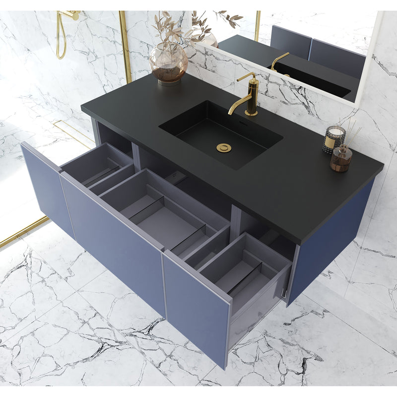 Laviva Vitri 48" Nautical Blue Bathroom Vanity with VIVA Stone Matte Black Solid Surface Countertop 313VTR-48NB-MB