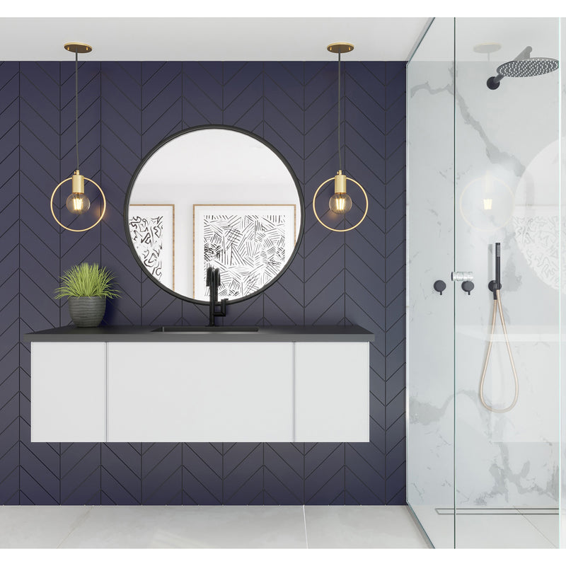 Laviva Vitri 54" Cloud White Bathroom Vanity with VIVA Stone Matte Black Solid Surface Countertop 313VTR-54CW-MB