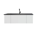 Laviva Vitri 54" Cloud White Bathroom Vanity with VIVA Stone Matte Black Solid Surface Countertop 313VTR-54CW-MB