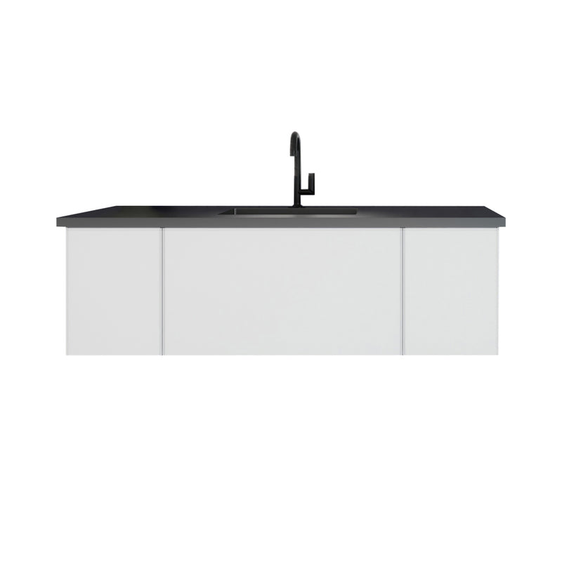 Laviva Vitri 54" Cloud White Bathroom Vanity with VIVA Stone Matte Black Solid Surface Countertop 313VTR-54CW-MB